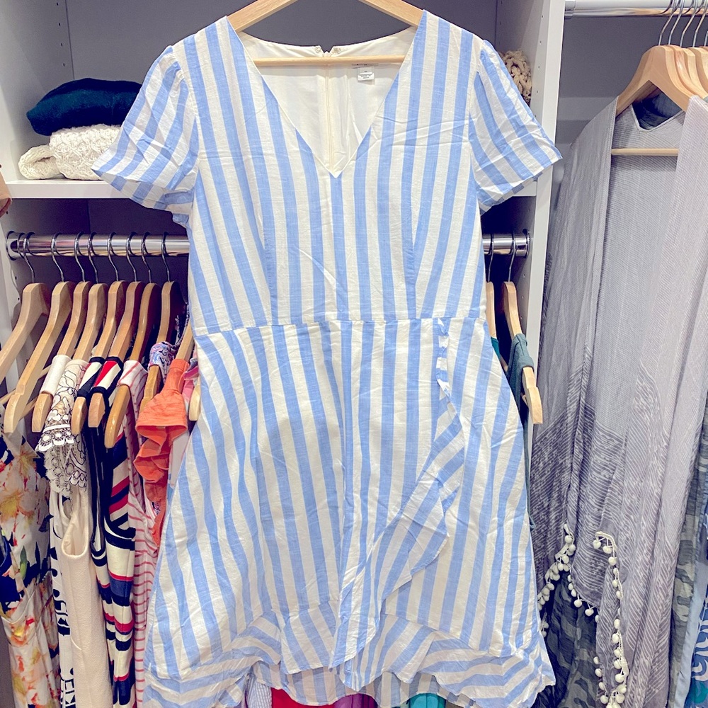 JCREW Blue/white Striped Wrap dress